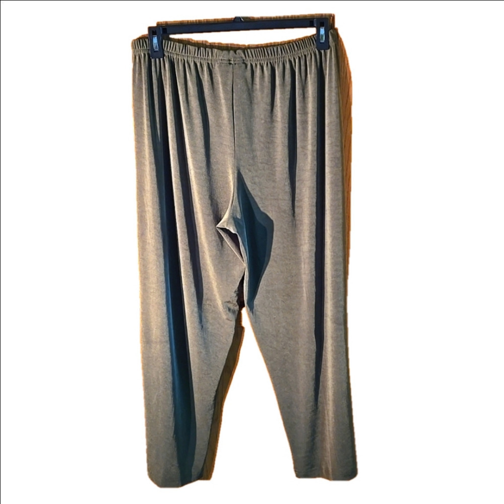 dB Line New York Olive Green Elastic Waist Pull on Pants Wide Leg Women size L - Picture 2 of 8